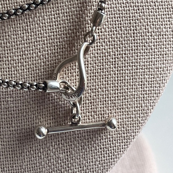 Vintage Michael Dawkins toggle sterling silver 36" necklace, caviar and oblong - Picture 3 of 16